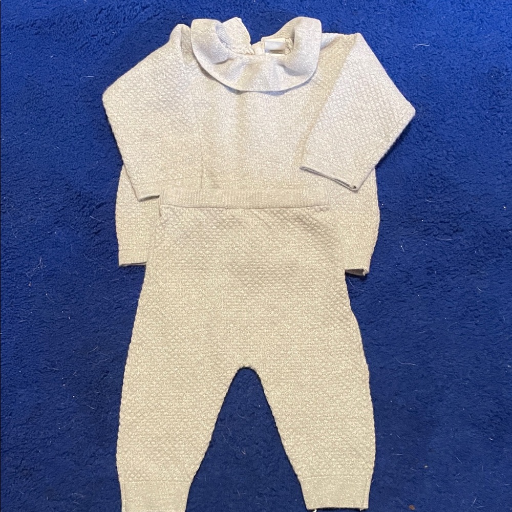 Little Me Silver Shimmer Baby Top and Bottom Matching Set 6 Months